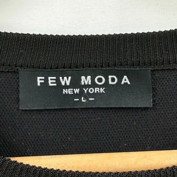 Few Moda Floral Cropped Short Sleeve Textured Knit Top in Black Multi | Large - Picture 5 of 7